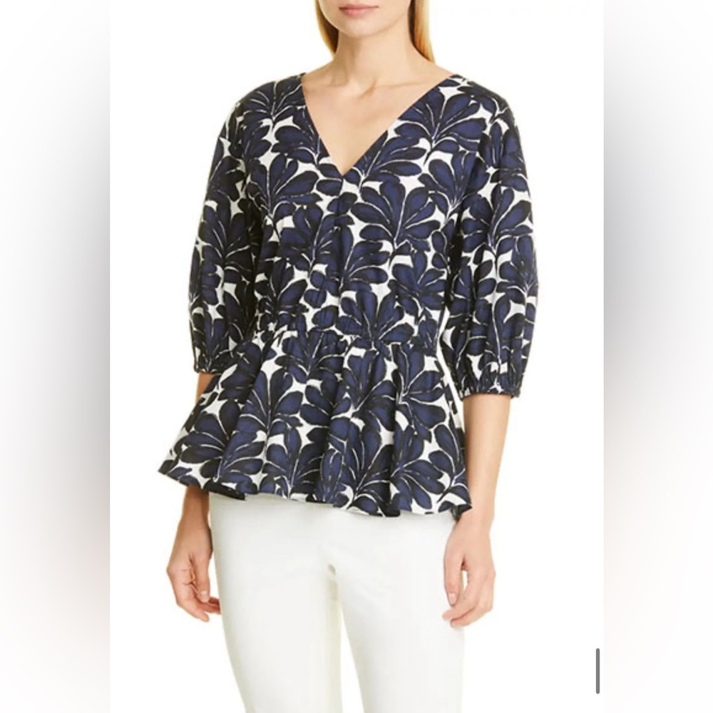Donna Karan Women's Leaf Print Stretch Cotton Top, Small
